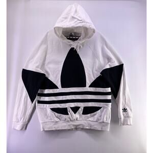 Adidas 3 Stripes Vint White And Black Hoodie Size XL